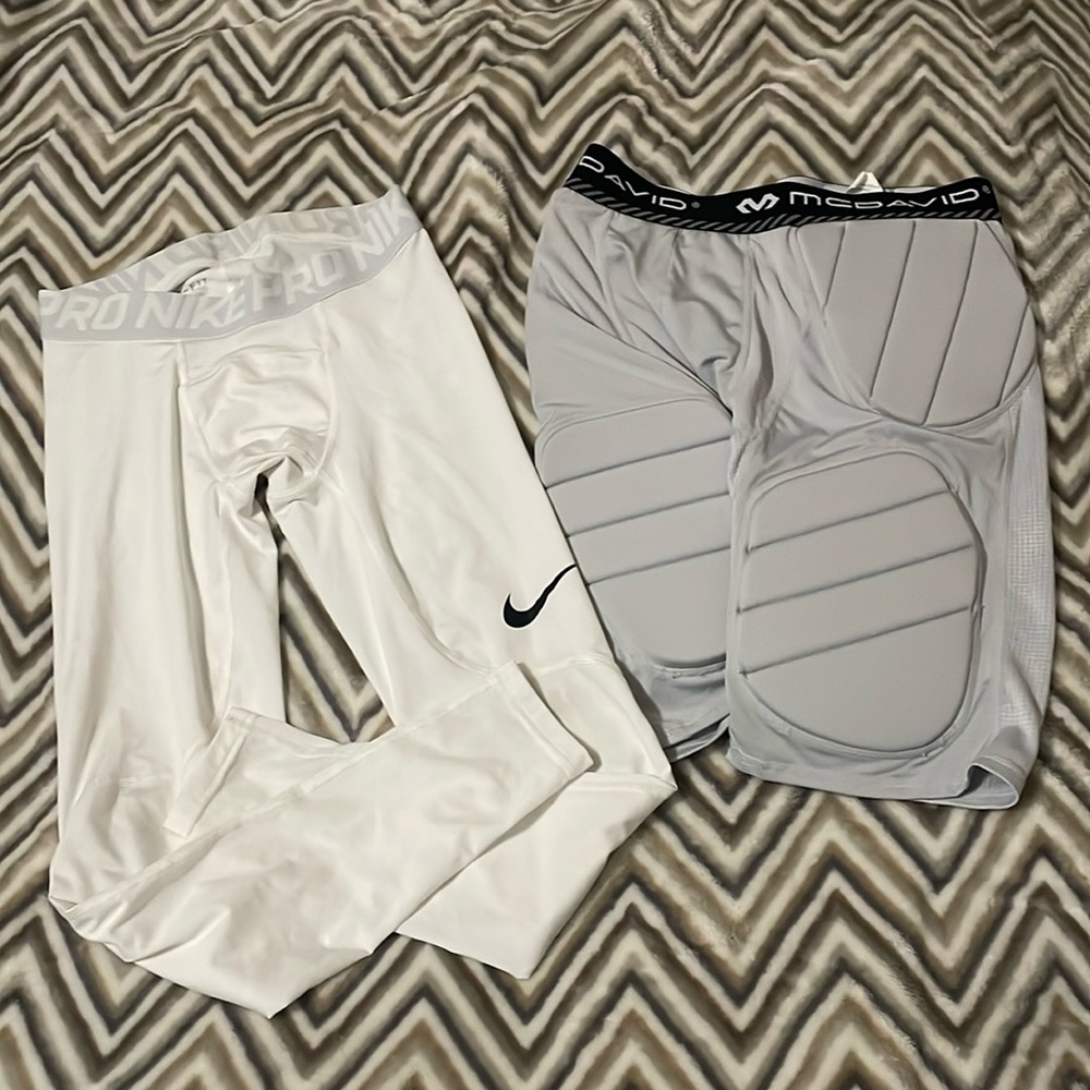 White football leggings and grey girdle